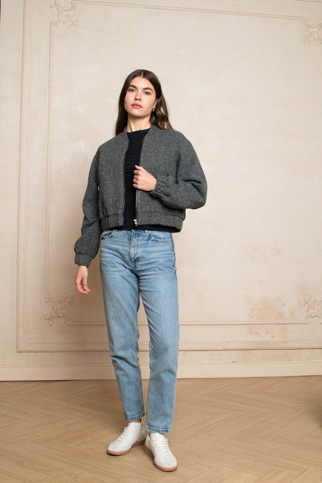 Teddy Tweed Bomber Jacket