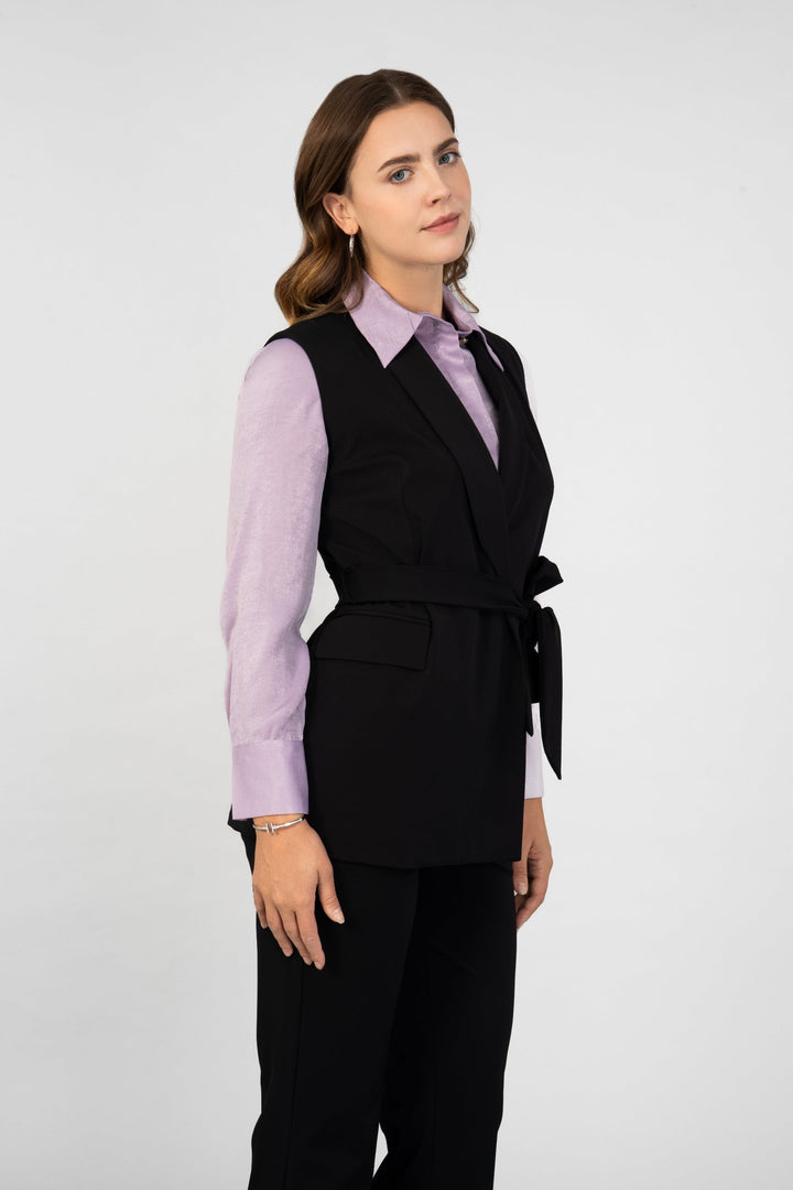 Sleeveless Shawl Collar Blazer in our Signature Fabric