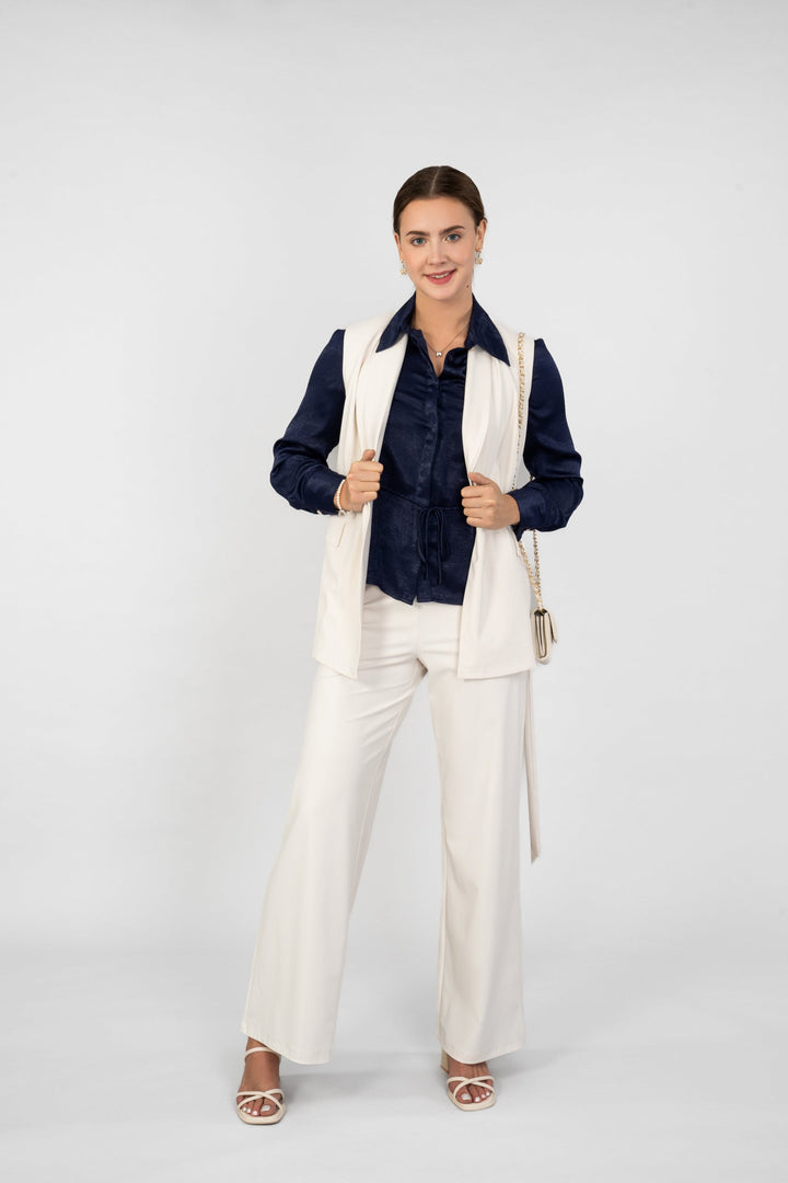 Sleeveless Shawl Collar Blazer in our Signature Fabric