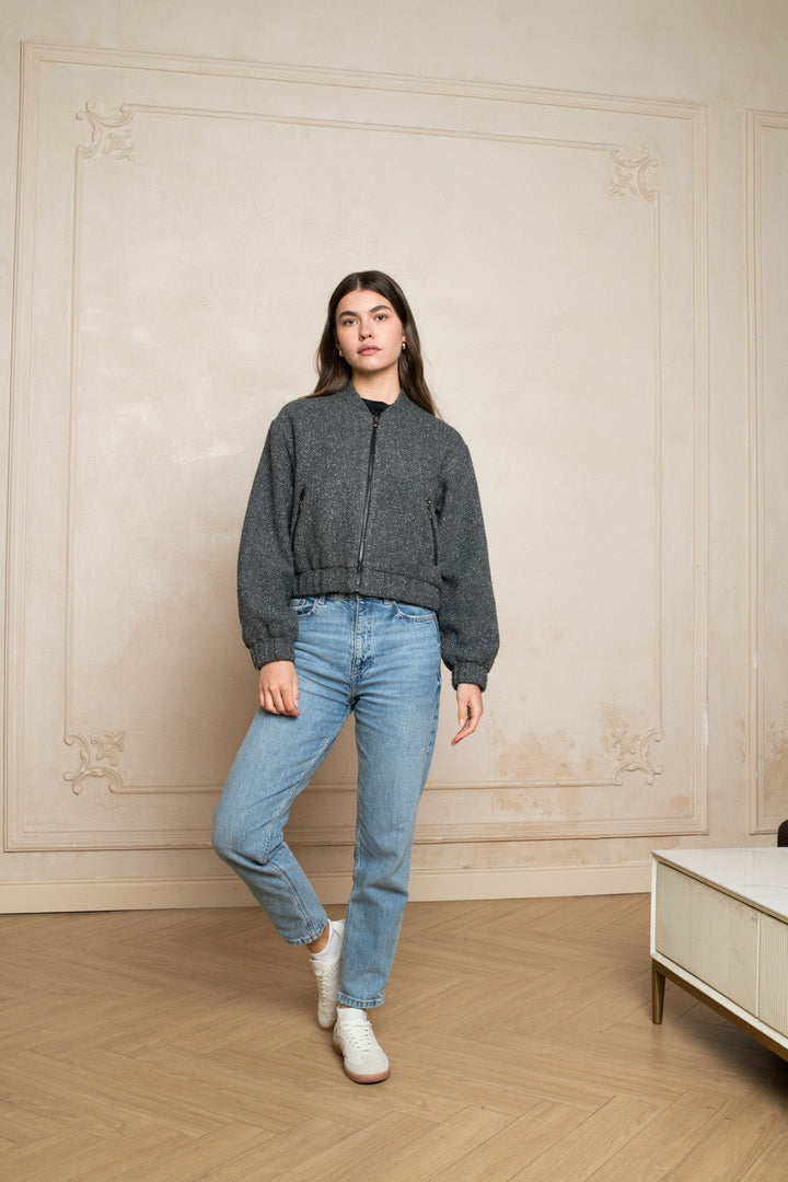 Teddy Tweed Bomber Jacket