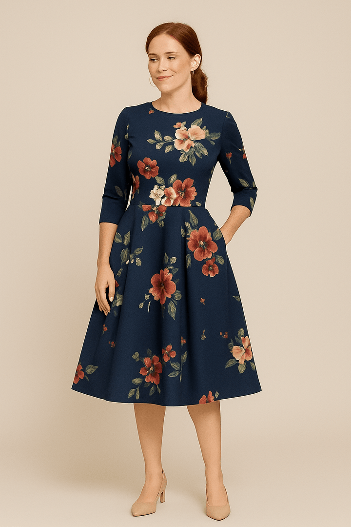 Malie Women's A-Line Dress - Floral Print Elegant Style